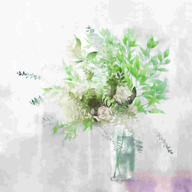 Vase peint, H 12 po x l 12 po