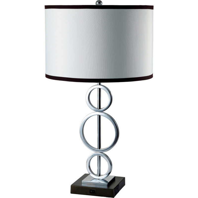 Lampe de table 29 po de haut à finition argentée avec abat-jour blanc