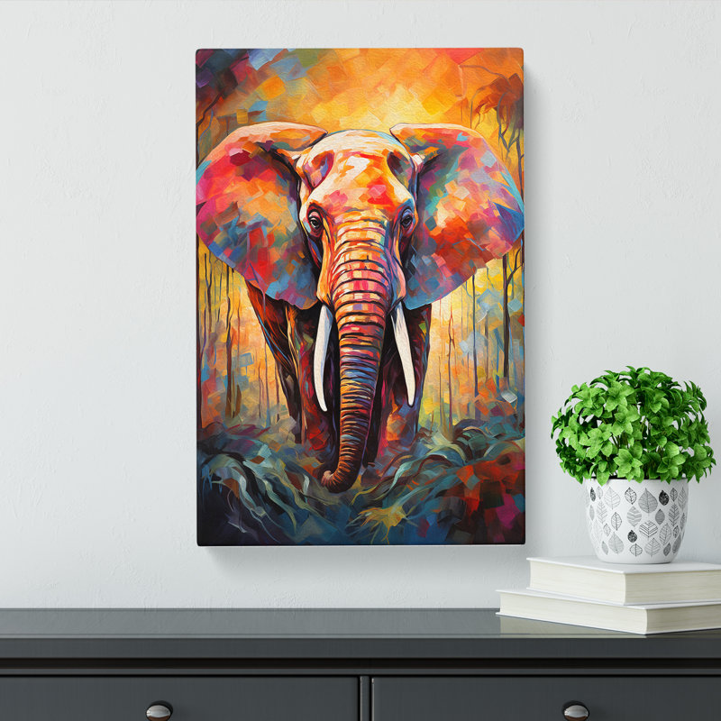 Elephant Expressionism No.2 - Wrapped Canvas, 50cm H x 35cm W x 3cm D
