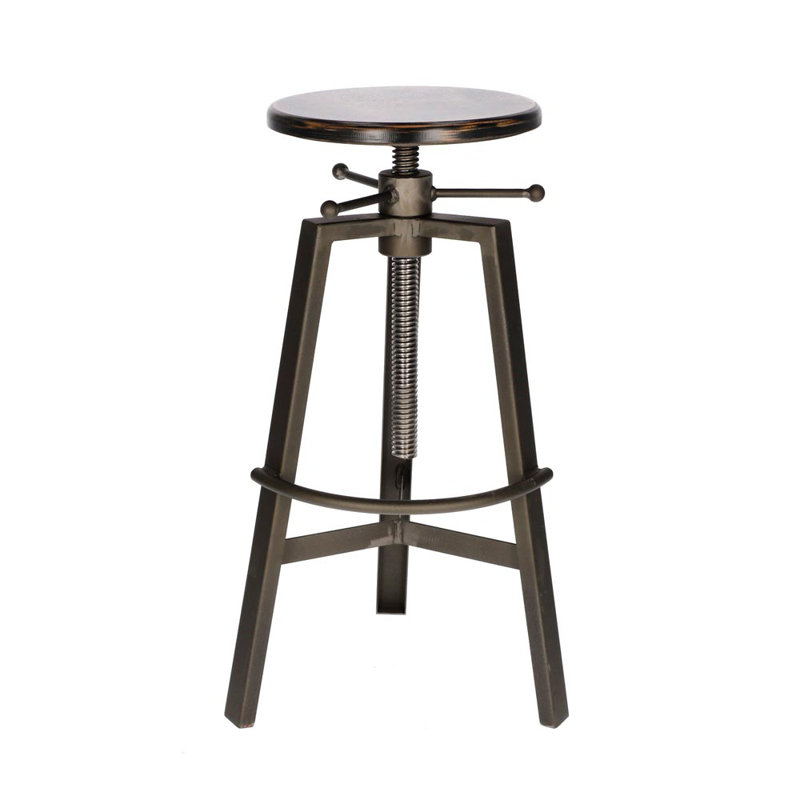 Hacienda Swivel Adjustable Height Counter Stool with Metal Frame, Silver