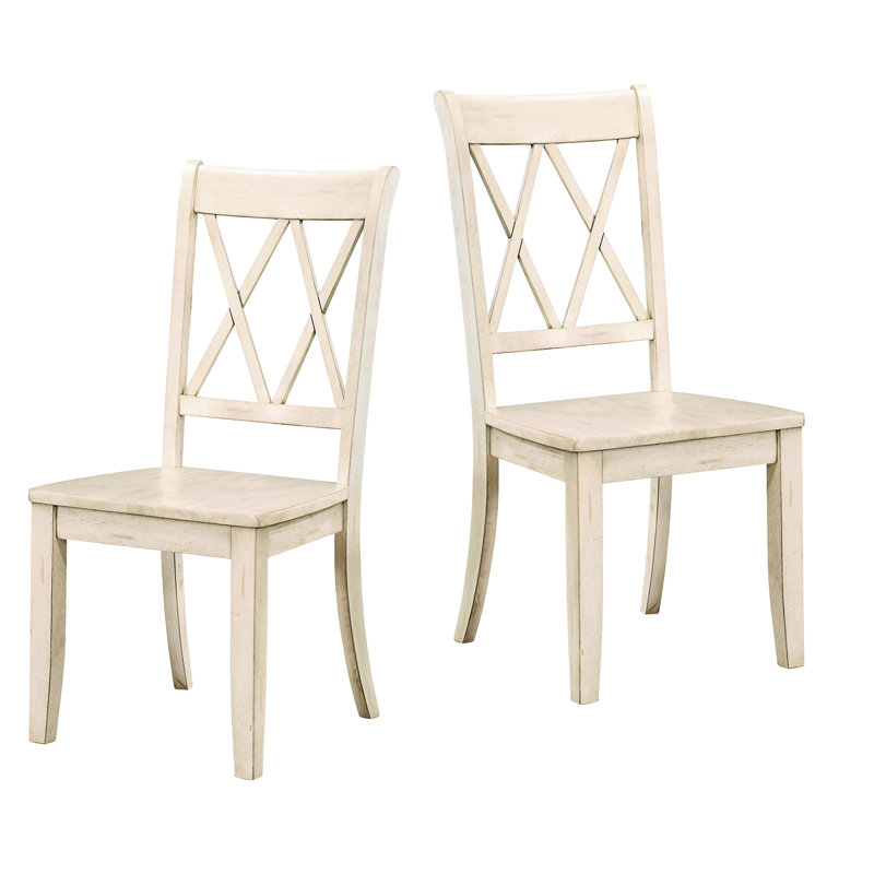 Deux chaises d'appoint blanches, transitionnelles, à dossier, en placage de pin,, Blanc