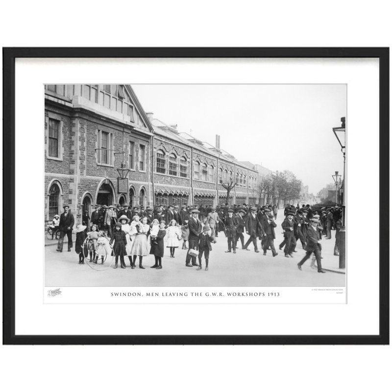 Swindon, Men Leaving the G.W.R. Workshops 1913 1 Piece Single Picture Frame Wall Art, 45cm H x 60cm W x 2.3cm D
