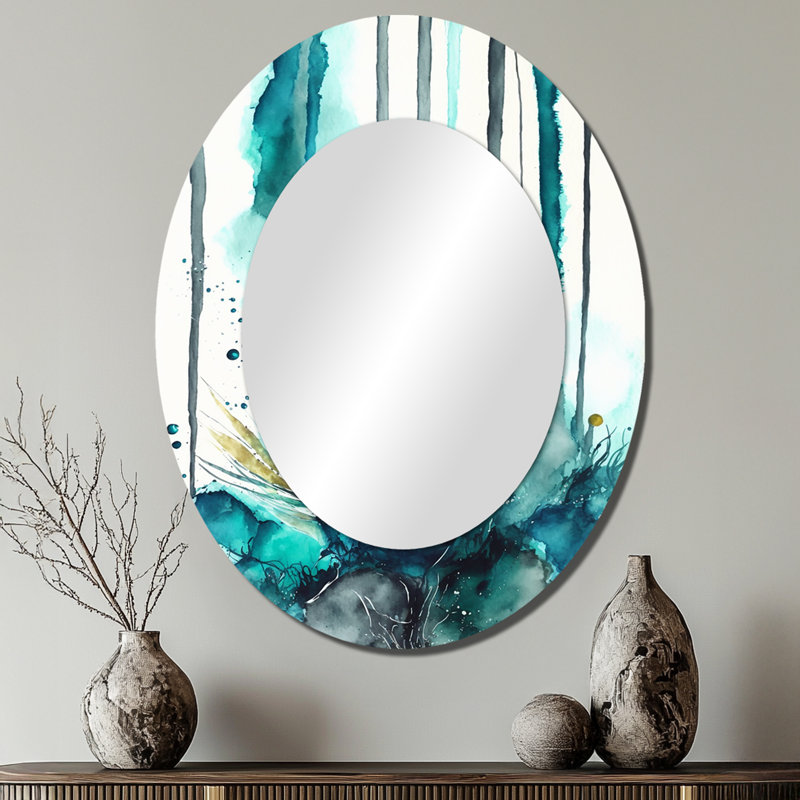 Miroir mural tropical tropical turquoise - Joyfulness V, 40 po x 30 po