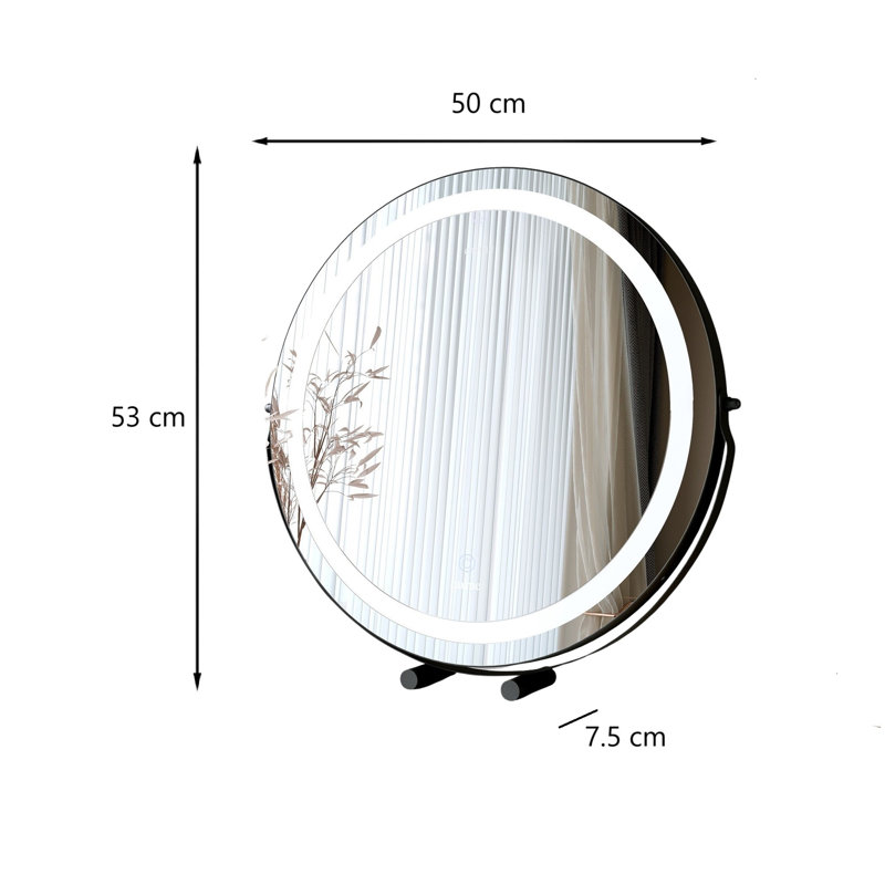Zara Touch Sensor LED Light Mirror, Black, 53 cm x 50 cm