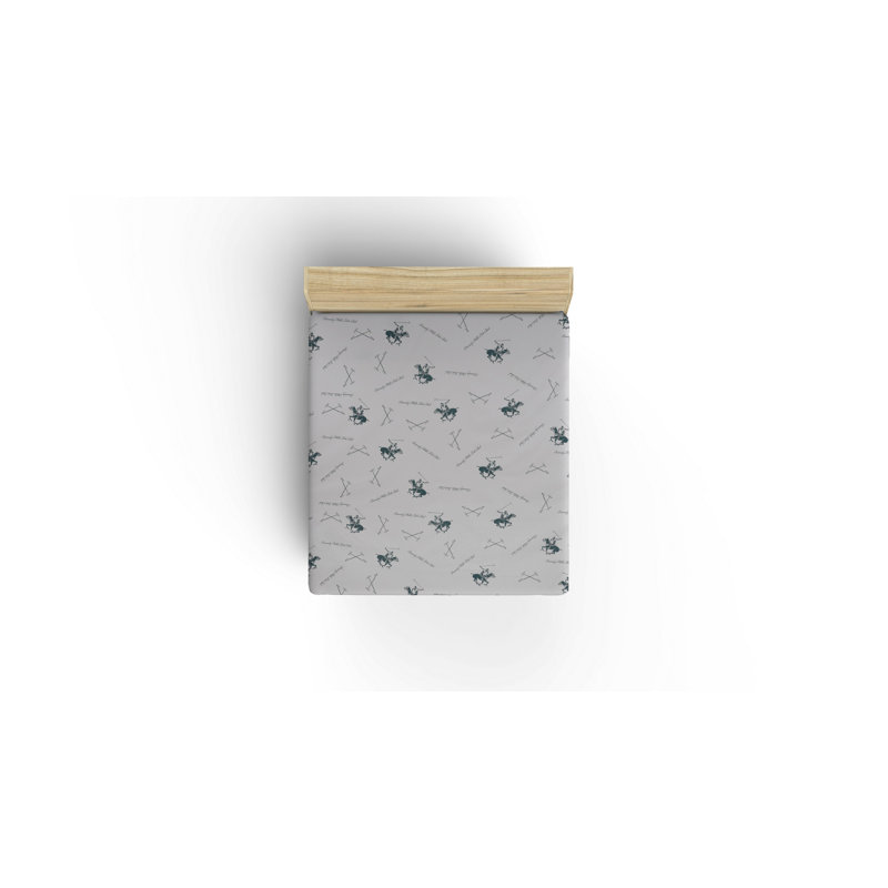 Drap 100% coton, Drap plat de 102 po x 94 po, Gris / Vert foncé