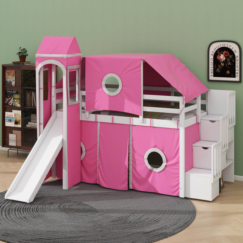 Roomy Twin Loft Bed Comes With Play Tent And Tower