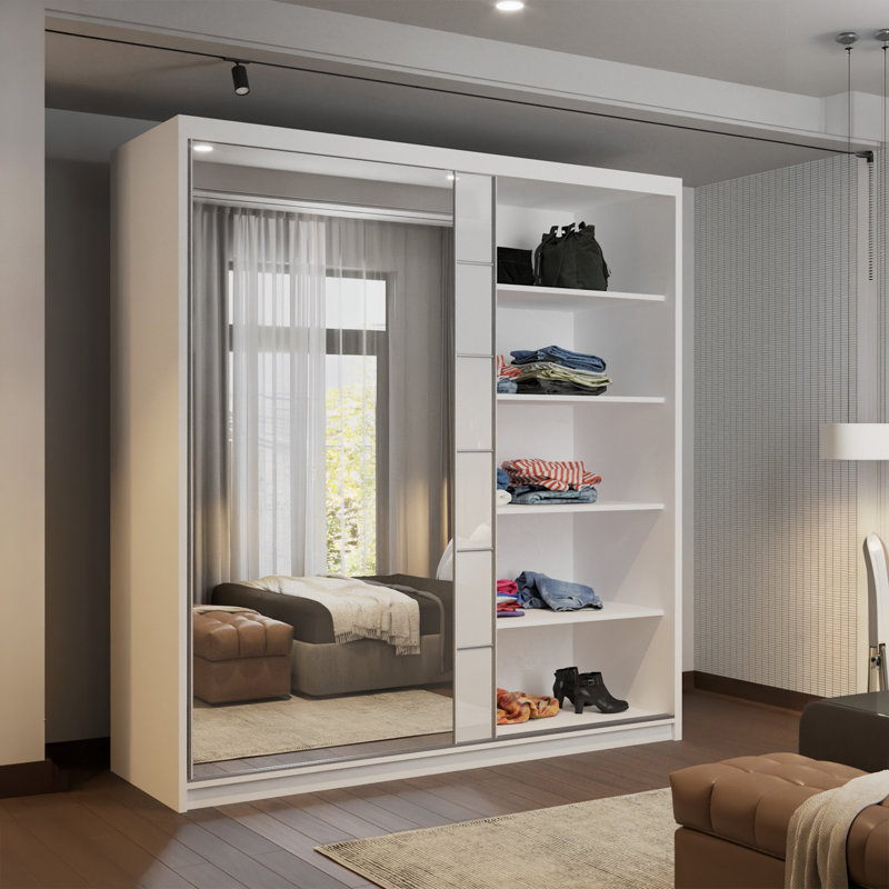 Calvero 2 Door Wardrobe, 200cm H x 180cm W x 62cm D, White