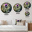 Horloge murale mauve, vert, chardon, plante V-93382031