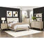Lit double de style classique, tête de lit tapissier beige et cadre inclus, similicuir