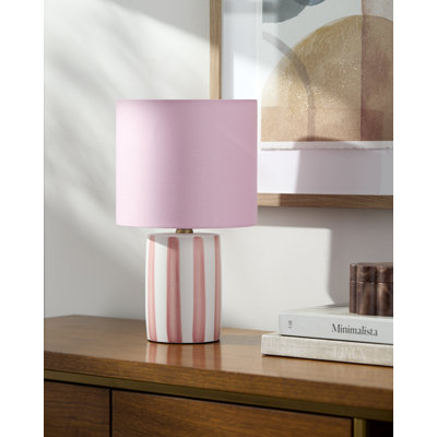 Ceramic Standard Table Lamp with Linen Drum Shade 