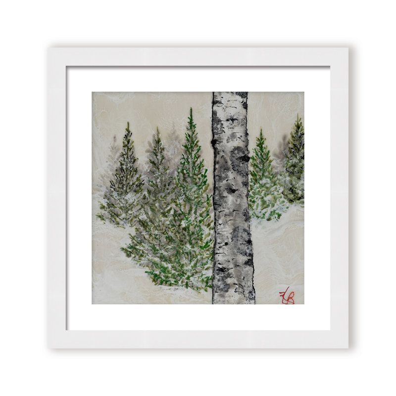 Nature Inspired "Wintered Pines" Canvas Wall Art By , 20" H x 20" W, Framed Print, Beige