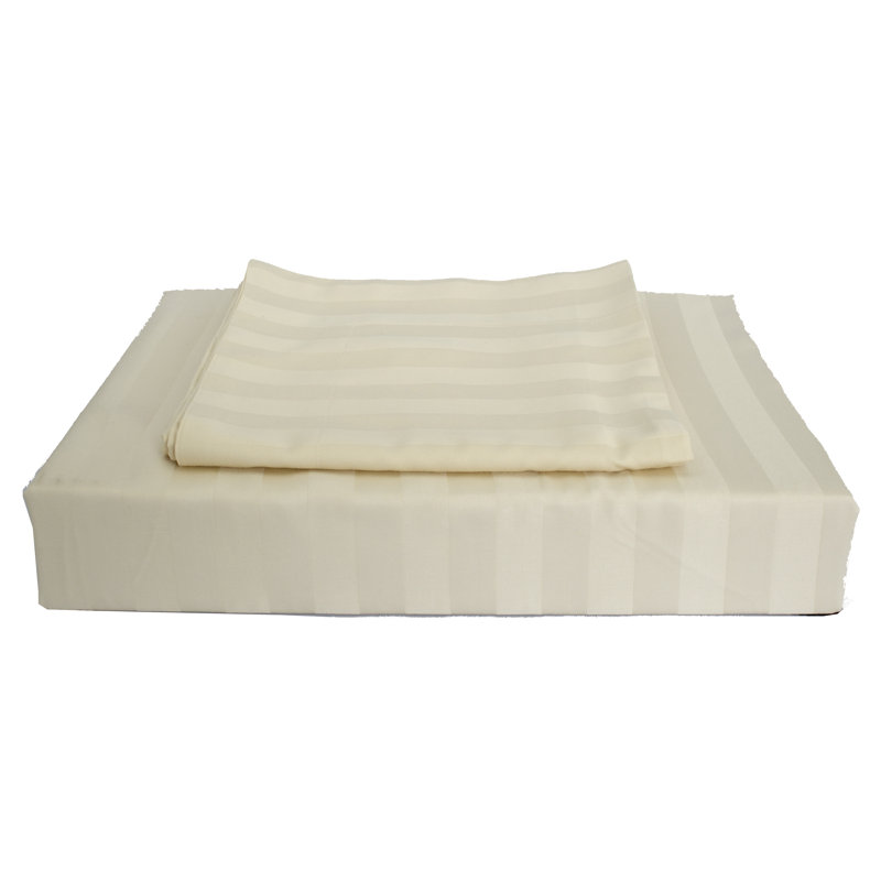 Natural Rayon from Bamboo Stripe Reversible Sheet Set, Queen, Beige