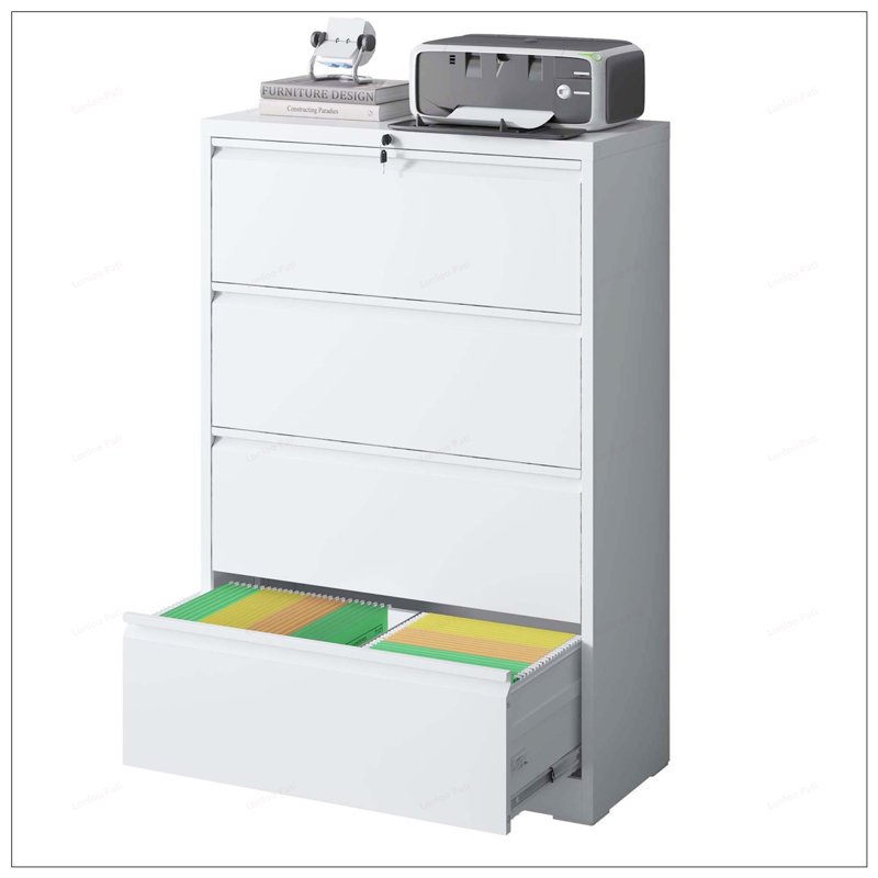 4 Drawer Lateral File Cabinet, Heavy Duty Metal Filing Cabinet, Locking Security for Home Office, Space-Saving Vertical Storage with Anti-Tip Interlock