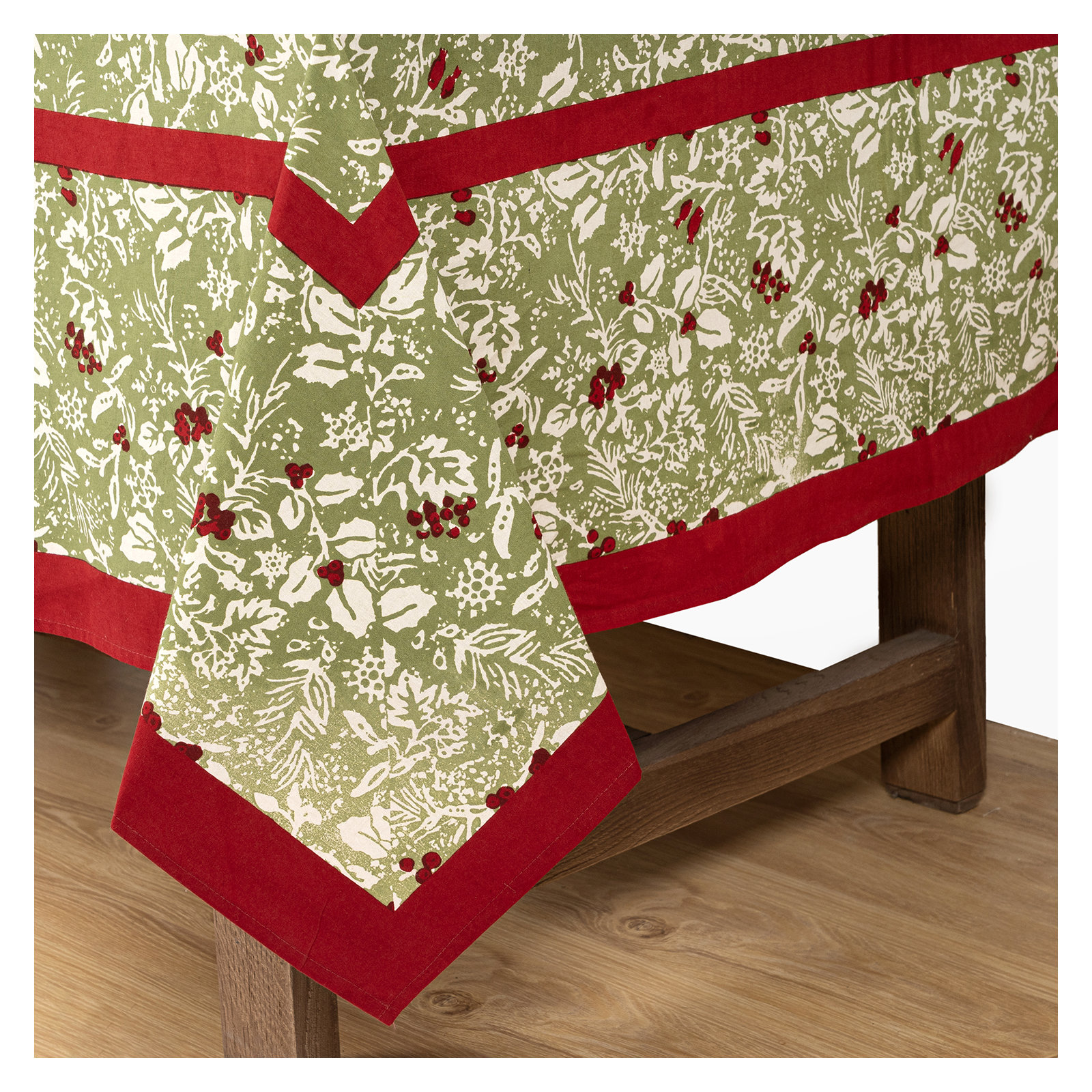 Liljan Floral Christmas Tablecloth, 86" x 59"
