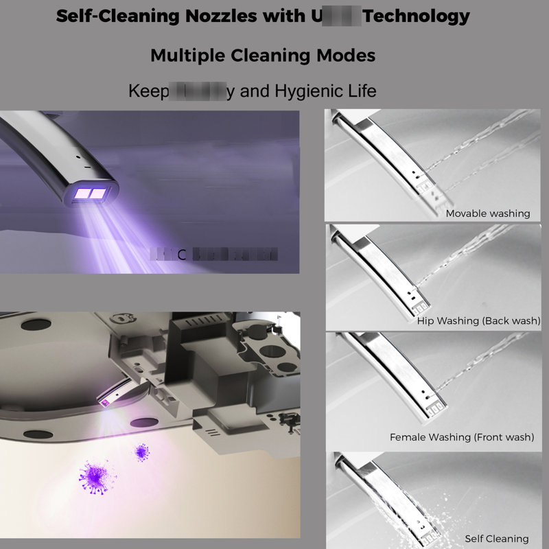 Smart Toilet For Bathroom Featuring Starry Night , Bidet, Auto Lid - Open/Close, Foot Sensor Functionality, Led Display, Warm Water System, Heated Seat And Dryer Toilet, Bidet Included, Open/Close