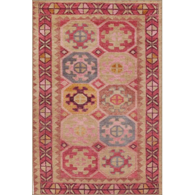 Red Modern Diamond Geometric Decorative Machine Washable Rug