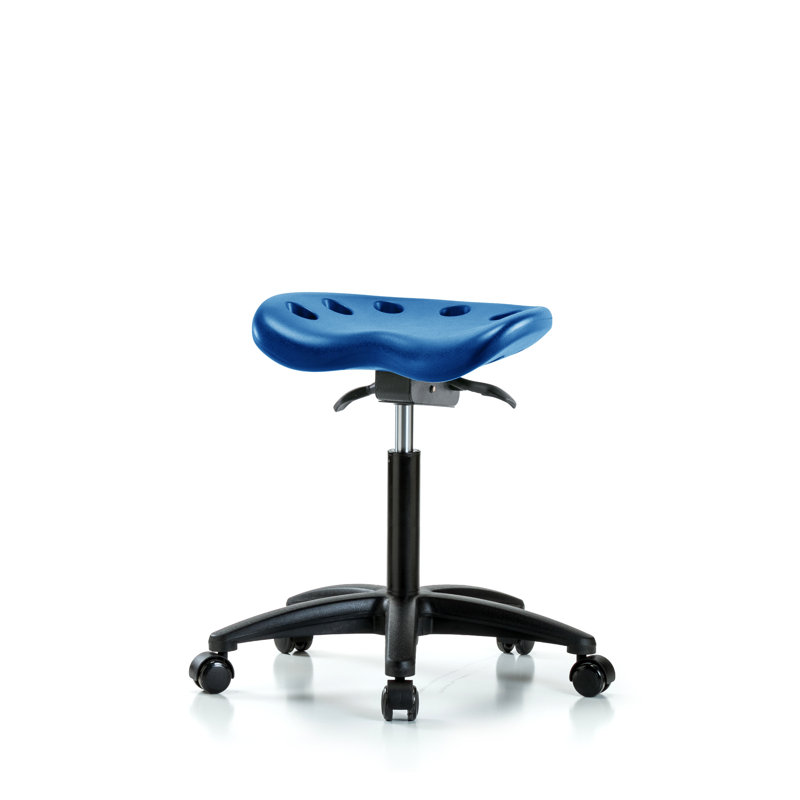 Tabouret de laboratoire à hauteur ajustable Tractor, Roulettes, Bleu, Noir
