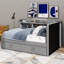 Lit de jour simple rembourré en tissu avec couchette, tablettes de rangement intégrées, ports de chargement USB-831888616