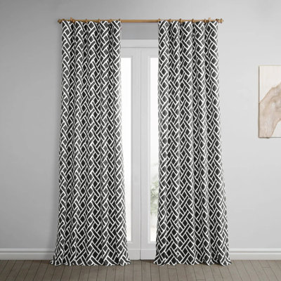 Rami Geo Contemporary Cotton Room Darkening Curtains- Single Panel