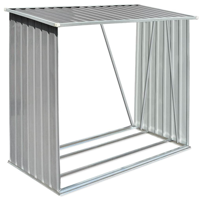 Abri de rangement pour bûches de jardin en acier galvanisé gris WALPLUS 163 x 83 x 154 cm