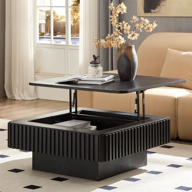 Table basse à plateau relevable 35,43 po, Noir