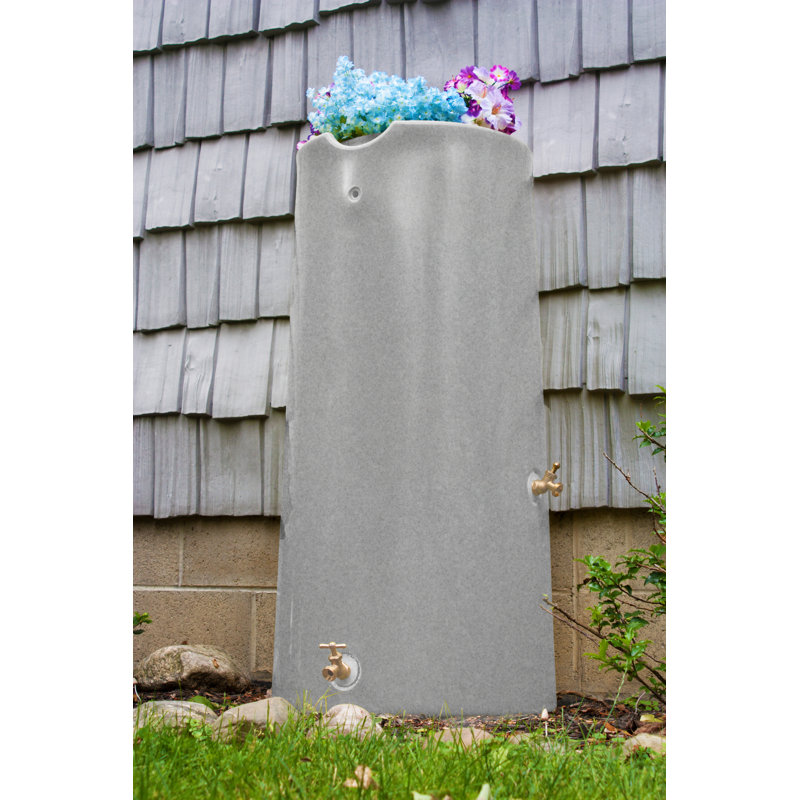 Light Granite 50-Gallon Plastic Planter Rain Barrel