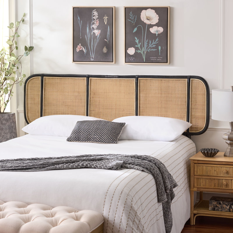 Takuma Rattan Headboard, Black, Queen