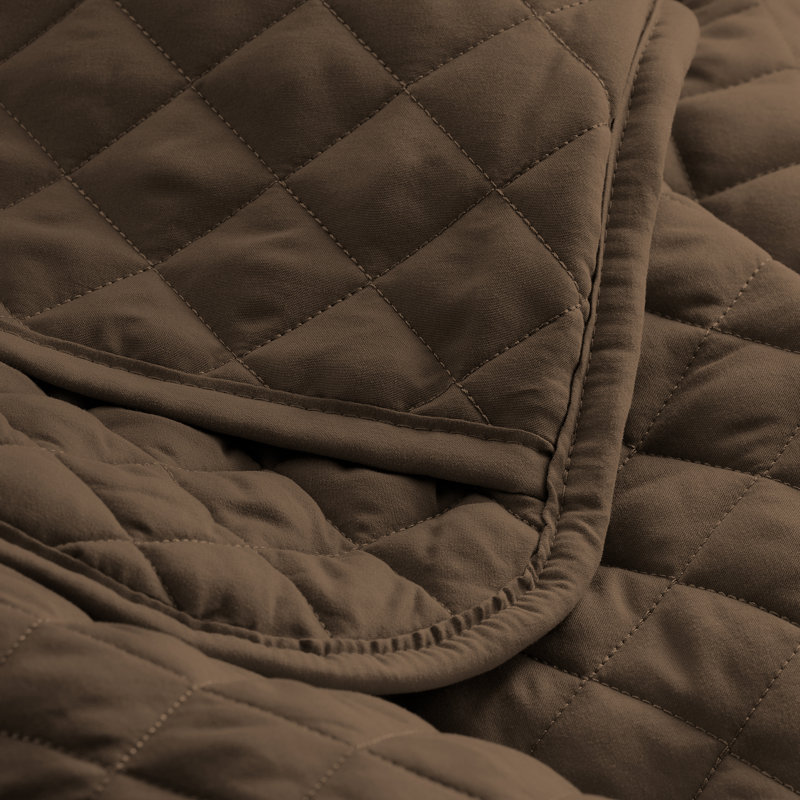 Ensemble de couvre-lit et de draps, Cacao / Blanc, Couvre-lit double + 6 pièces supplémentaires
