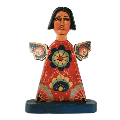 Figurine angélique fleurs et bois