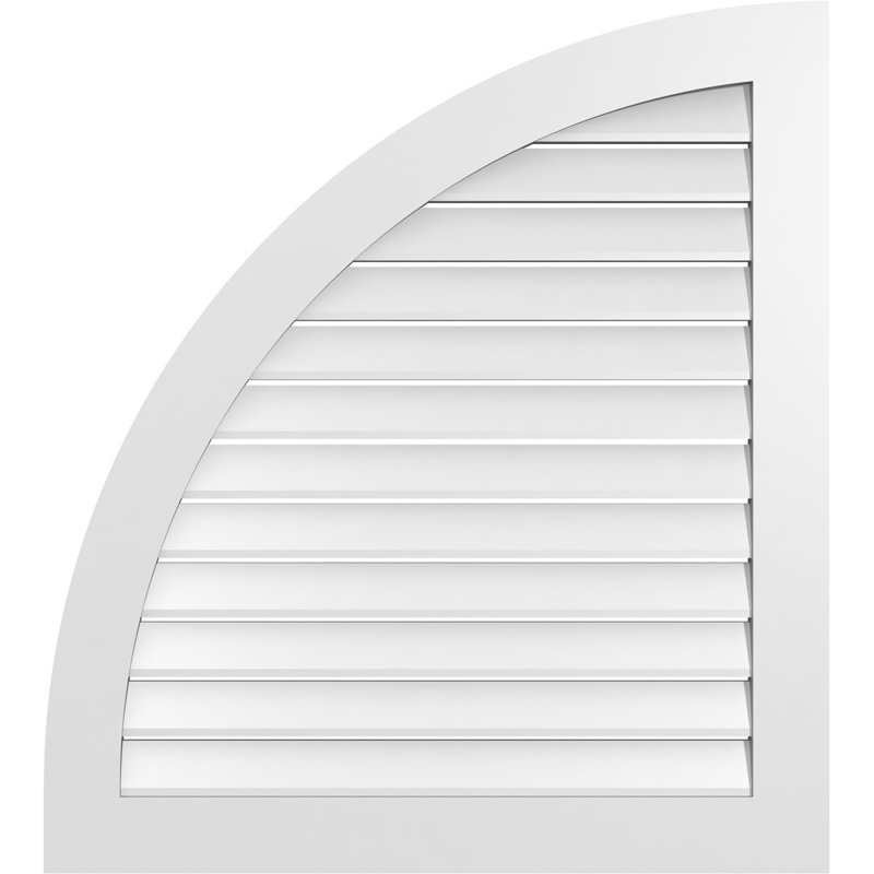 Quarter Round Left Surface Mount Signature Urethane Functional Gable Vent, Primed Tan, 36" H x 22" W x 1" D