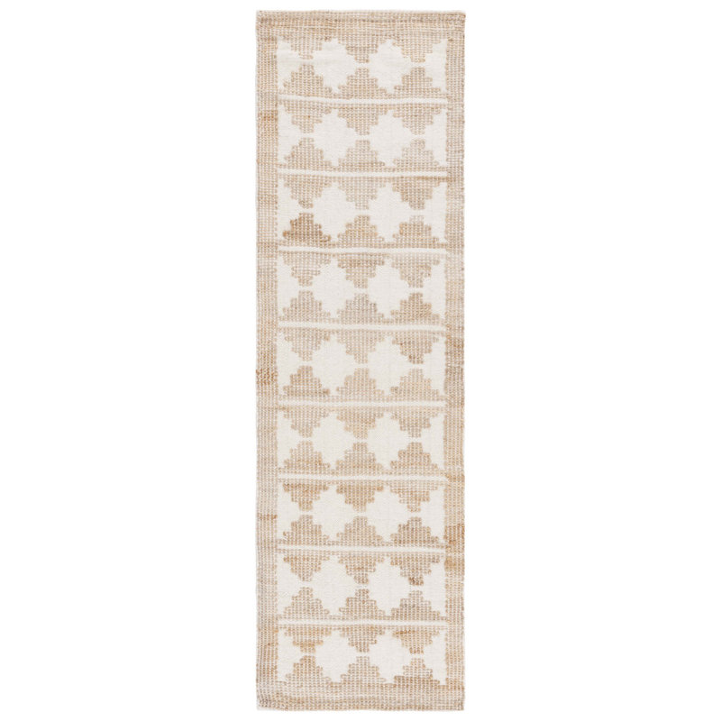 Belbin Natural Fiber Hand Loomed Jute/Wool Southwestern Rug in Ivory/Natural, Runner 2'3" x 8'