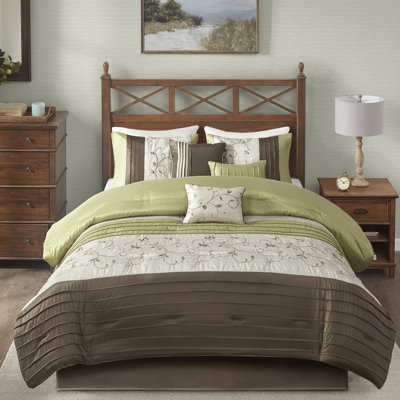 Édredon très grand 7 pièces - Décoration de broderie de literie transitionnelle élégante avec édredon, taies décoratives, coussins décoratifs, jupe de lit Facile à nettoyer