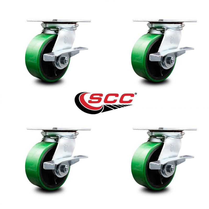 Poly on Cast Iron Caster, Green