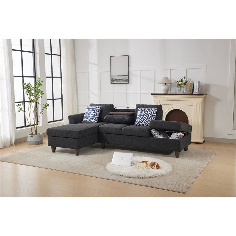 Unités de rangement cachées et coussins décoratifs assortis pour maisons modernes, Lin noir / gris