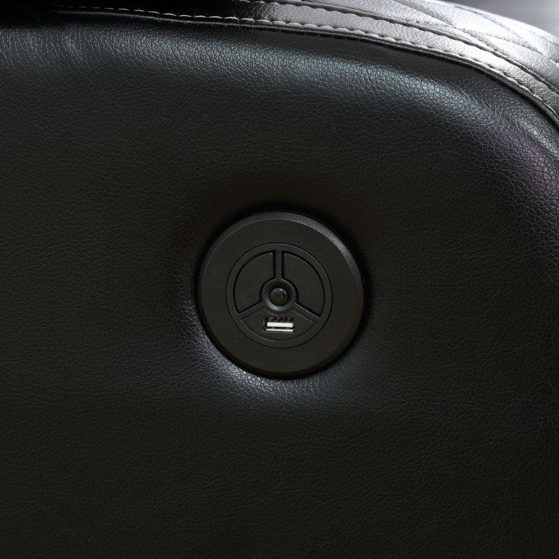 Canapé inclinable électrique 84 po en cuir respirant avec DEL et lampe de lecture, recharge USB et sans fil