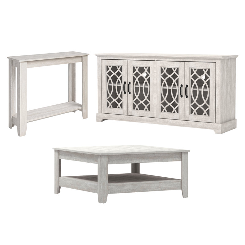 Weddel Basilico Transitional Coordinated 3 Piece Living Room Furniture Set, Dusty Gray Oak