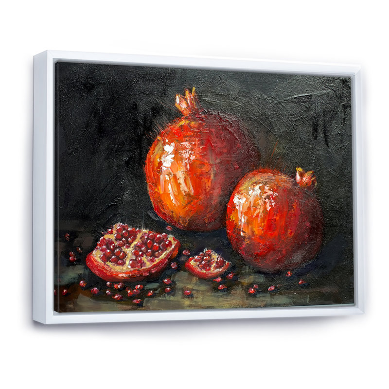 Impression sur toile flottante Red Pomegranates Impressionims, H 8 po x l 12 po x P 1 po, Cadre flottant blanc