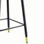 Tabouret de bar en velours de suède avec pieds en métal et décoration dorée