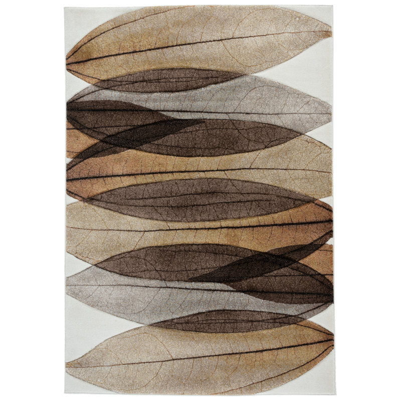 Tapis floral Jeromie Performance, Rectangle 4pi x 6 pi, Brun / Noir / Ivoire