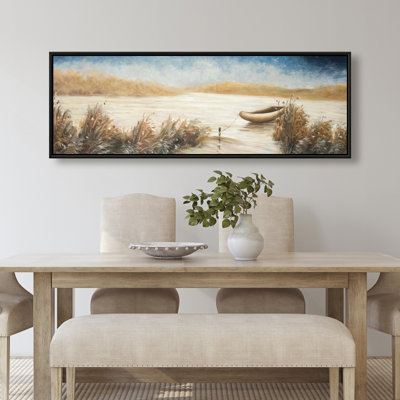 Abandoned Boat - Contemporary Beige Framed Canvas Decor