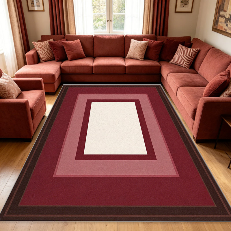 Red and Pink Multi Border area rugs for Living Room, Soft and Comfortable, Suitable for all seasons, easy to maintain, machine washable Indoor floor mat, Under Table Farmhouse suitable for Bedroom, Dining Room, Study,  Balcony, Home Decor Patio