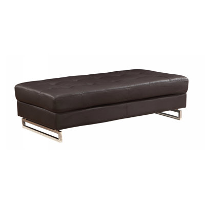 Strissel 63" Brown and Silver Faux Leather Tufted Ottoman