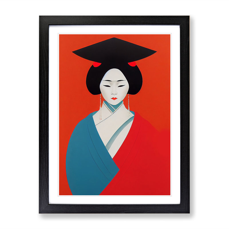 XV1022-3746X Remarkable Geisha - Print, Black Framed, 66cm H x 48cm W, White