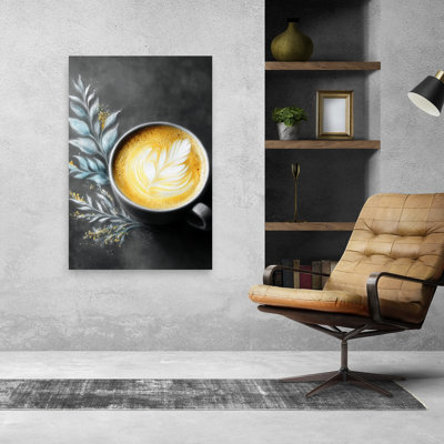 «Latte Feather Elegant Abstract Contemporary Plant Landscape», art mural