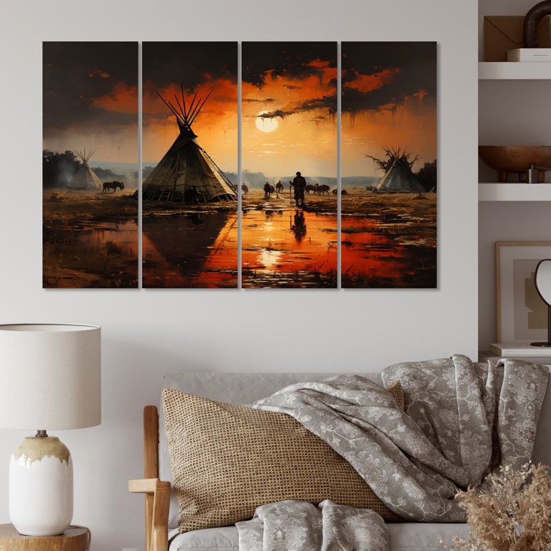 Tipi orange natif embrassant la tradition II 4 pièces