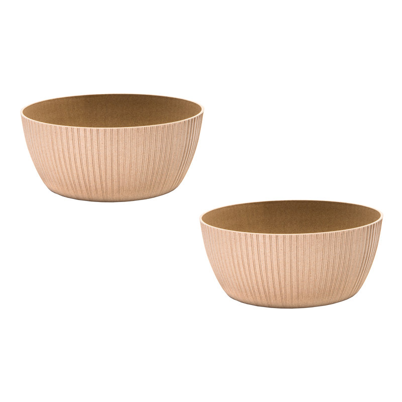 12.6" Lucca Round Planter Eco-Friendly Beige - Set Of 2, Beige