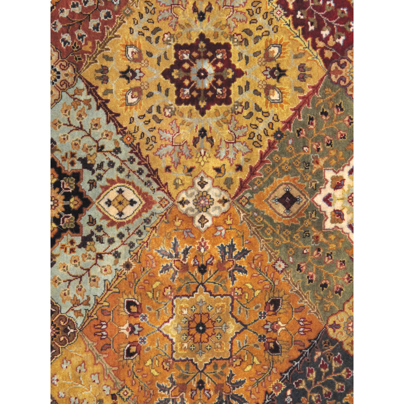 Baku Hand Knotted Wool Oriental Area Rug in Orange/Beige/Brown, Rectangle 3' x 18'