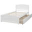 Lit plateforme simple blanc avec poignée de tiroir - Bois massif pour une chambre à coucher élégante-738714340