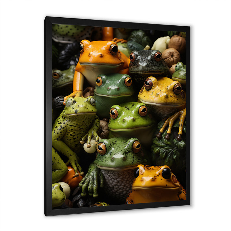 Toads Family, reproduction d'art sur toile, H 40 po x l 30 po x P 1,5 po, Cadre noir