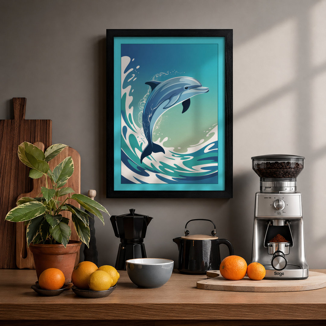 Leaping Dolphin Coastal - Framed Print